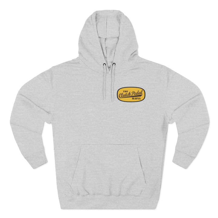Revelry1 Clutch Pedal Mafia Vintage Three-Panel Fleece Hoodie [Unisex] – Manual Transmission Car Enthusiast Apparel