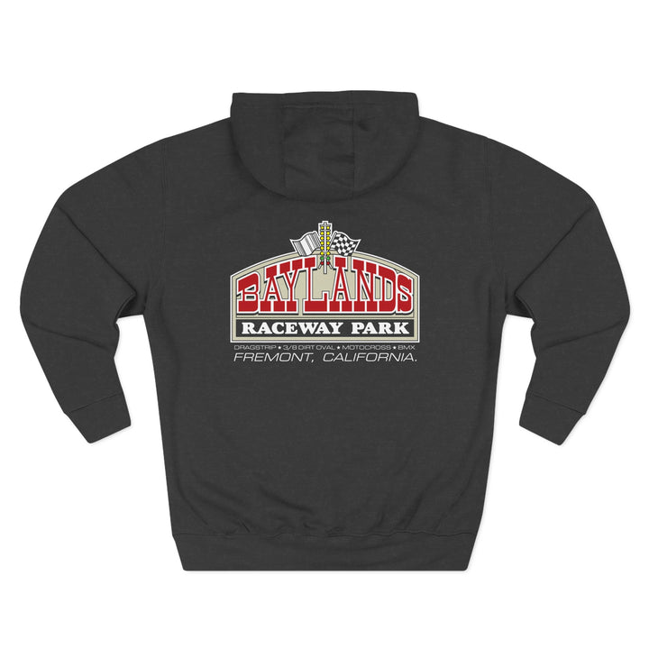 Revelry1 Baylands Raceway Park Three-Panel Fleece Hoodie – California Drag Racing Vintage Style
