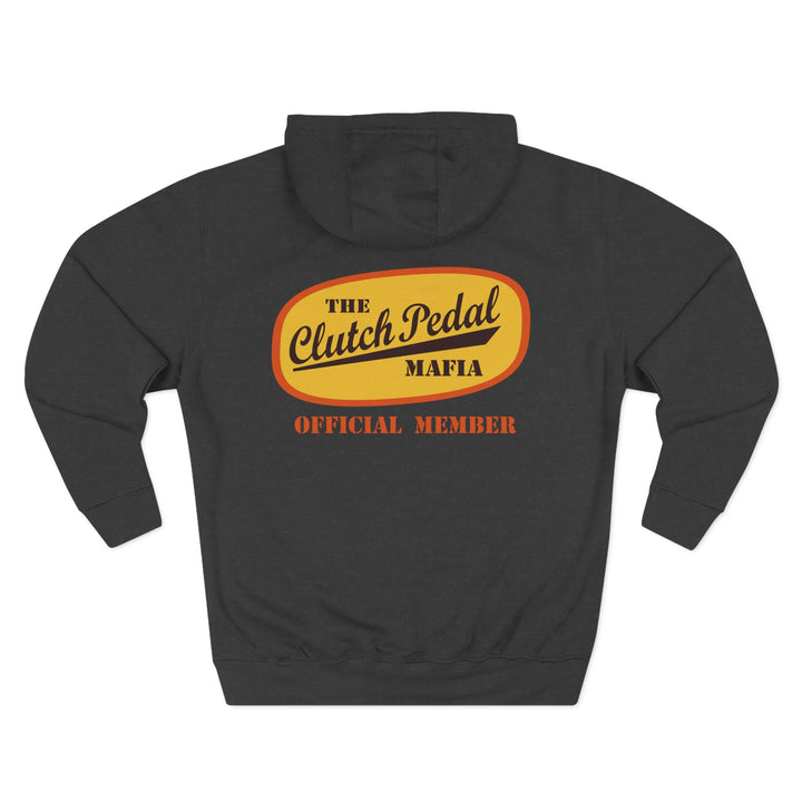 Revelry1 Clutch Pedal Mafia Vintage Three-Panel Fleece Hoodie [Unisex] – Manual Transmission Car Enthusiast Apparel