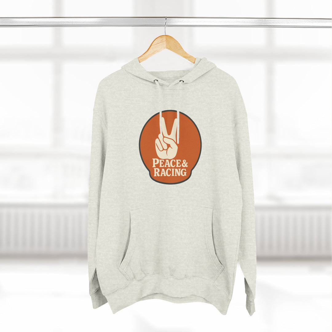 Revelry1 Peace & Racing Soft Three-Panel Fleece Hoodie - Orange Logo [Unisex]