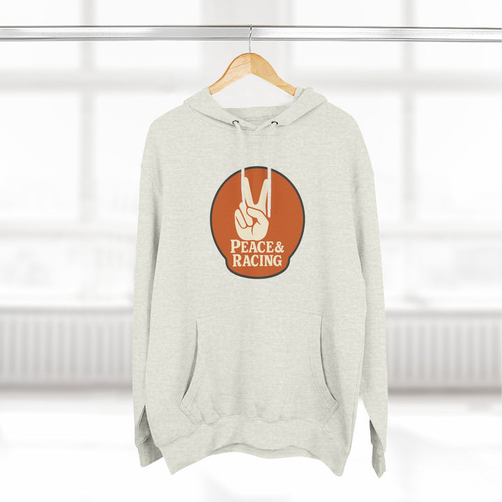 Revelry1 Peace & Racing Soft Three-Panel Fleece Hoodie - Orange Logo [Unisex]