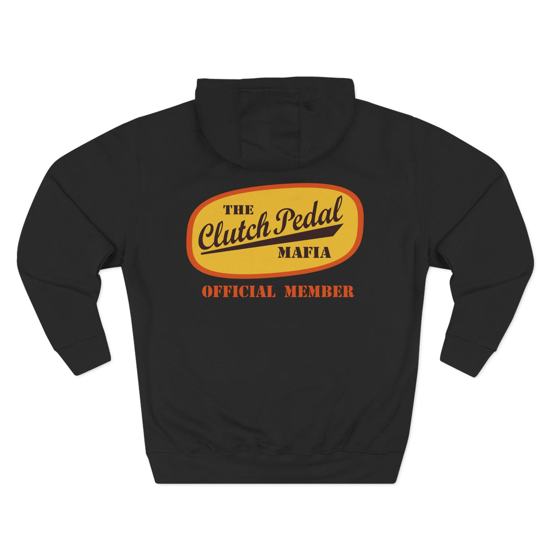 Revelry1 Clutch Pedal Mafia Vintage Three-Panel Fleece Hoodie [Unisex] – Manual Transmission Car Enthusiast Apparel