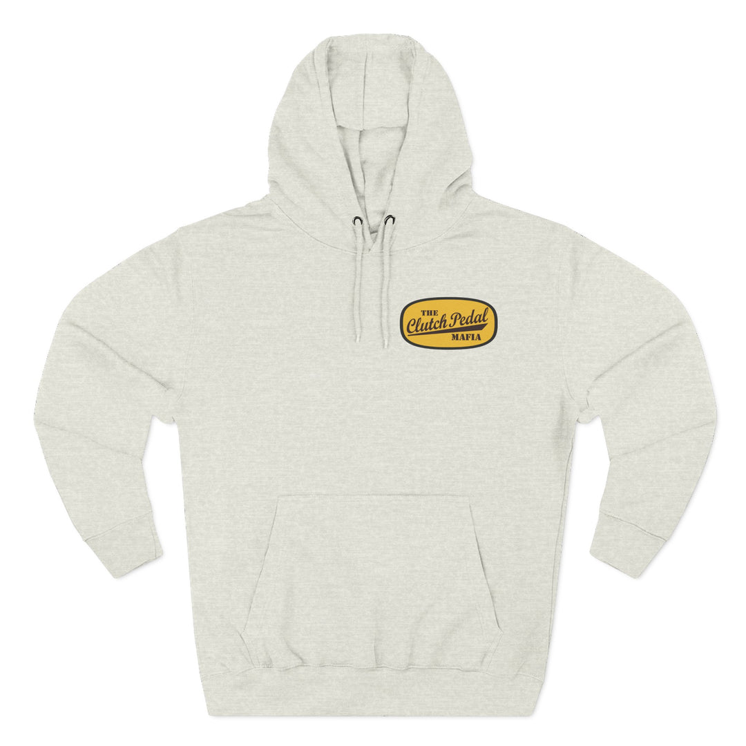 Revelry1 Clutch Pedal Mafia Vintage Three-Panel Fleece Hoodie [Unisex] – Manual Transmission Car Enthusiast Apparel