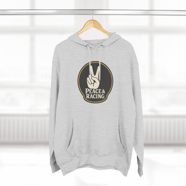 Revelry1 Peace & Racing Soft Three-Panel Fleece Hoodie - Black Logo [Unisex]