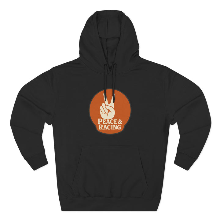 Revelry1 Peace & Racing Soft Three-Panel Fleece Hoodie - Orange Logo [Unisex]