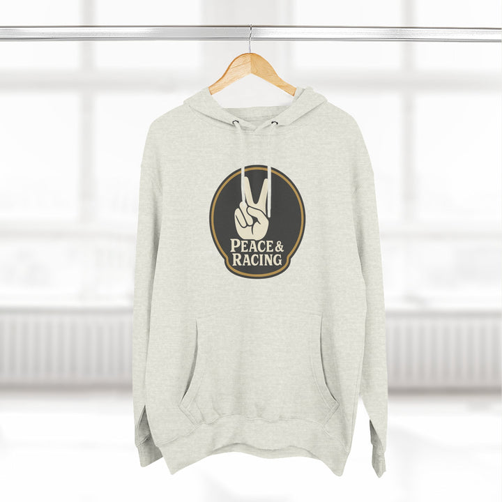 Revelry1 Peace & Racing Soft Three-Panel Fleece Hoodie - Black Logo [Unisex]