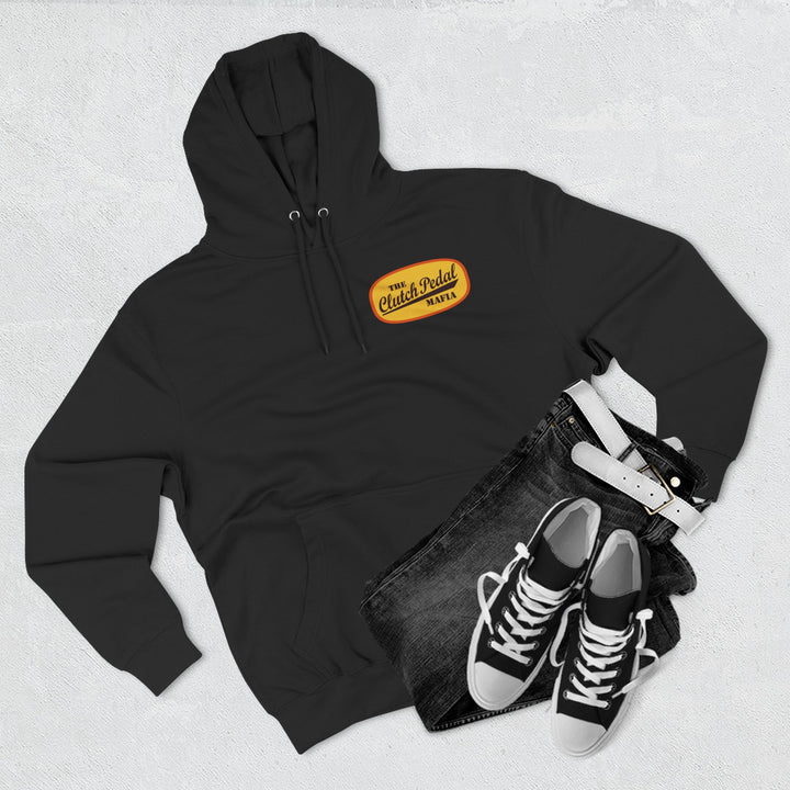 Revelry1 Clutch Pedal Mafia Vintage Three-Panel Fleece Hoodie [Unisex] – Manual Transmission Car Enthusiast Apparel