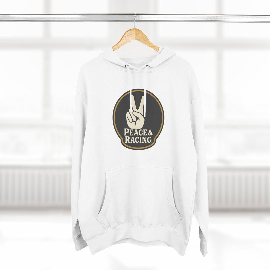 Revelry1 Peace & Racing Soft Three-Panel Fleece Hoodie - Black Logo [Unisex]