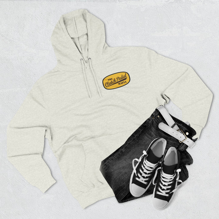 Revelry1 Clutch Pedal Mafia Vintage Three-Panel Fleece Hoodie [Unisex] – Manual Transmission Car Enthusiast Apparel