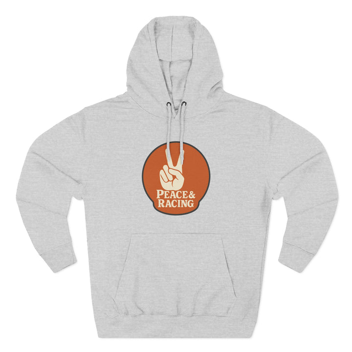 Revelry1 Peace & Racing Soft Three-Panel Fleece Hoodie - Orange Logo [Unisex]