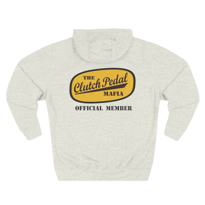 Revelry1 Clutch Pedal Mafia Vintage Three-Panel Fleece Hoodie [Unisex] – Manual Transmission Car Enthusiast Apparel