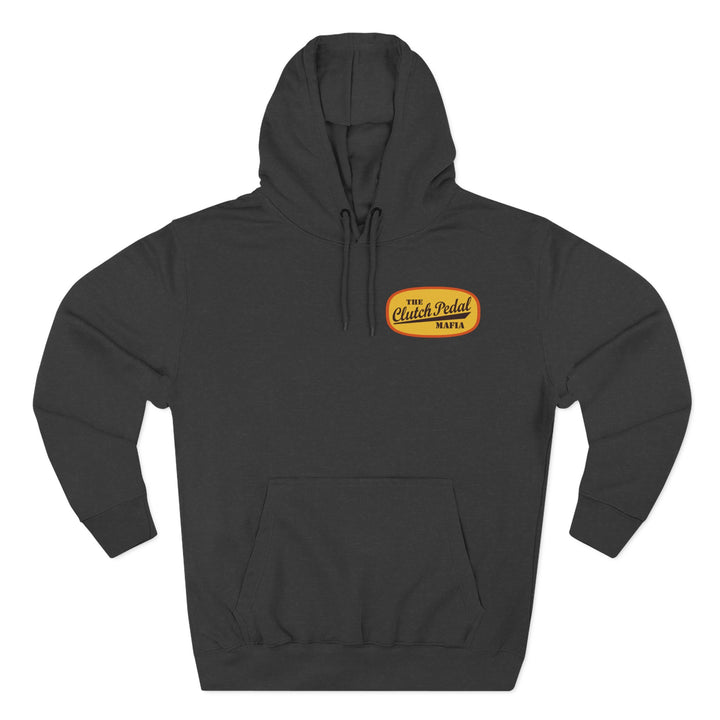 Revelry1 Clutch Pedal Mafia Vintage Three-Panel Fleece Hoodie [Unisex] – Manual Transmission Car Enthusiast Apparel