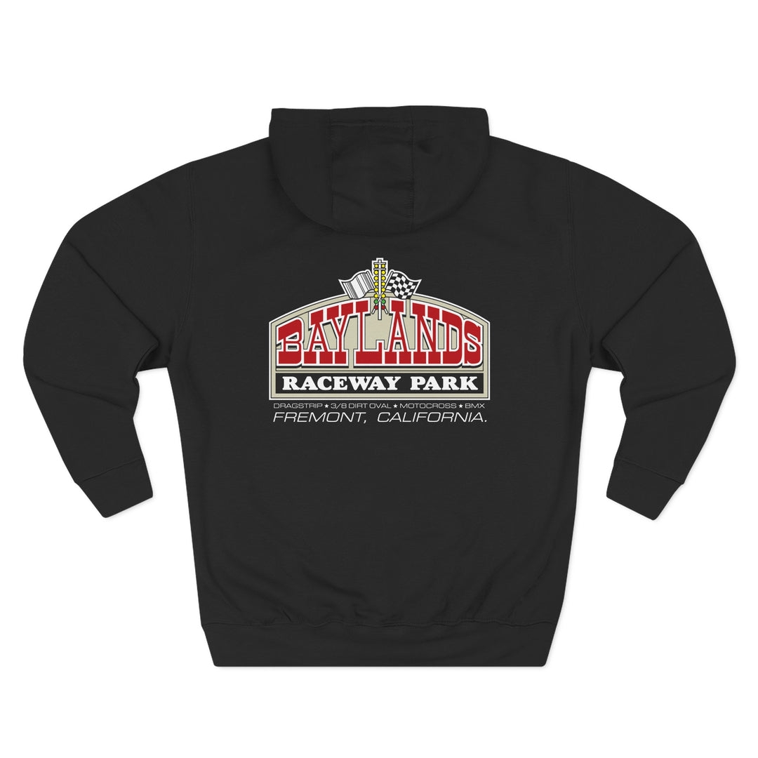 Revelry1 Baylands Raceway Park Three-Panel Fleece Hoodie – California Drag Racing Vintage Style