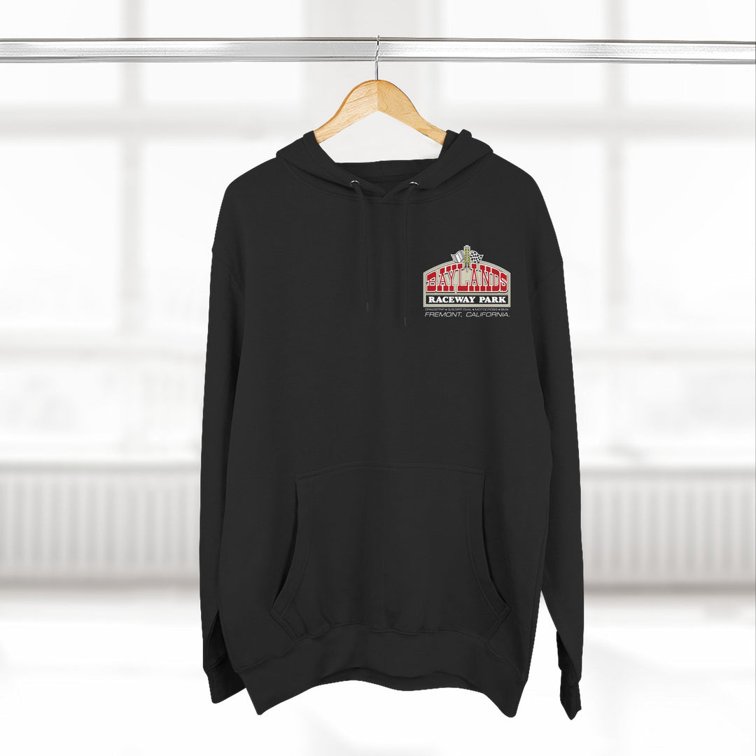 Revelry1 Baylands Raceway Park Three-Panel Fleece Hoodie – California Drag Racing Vintage Style