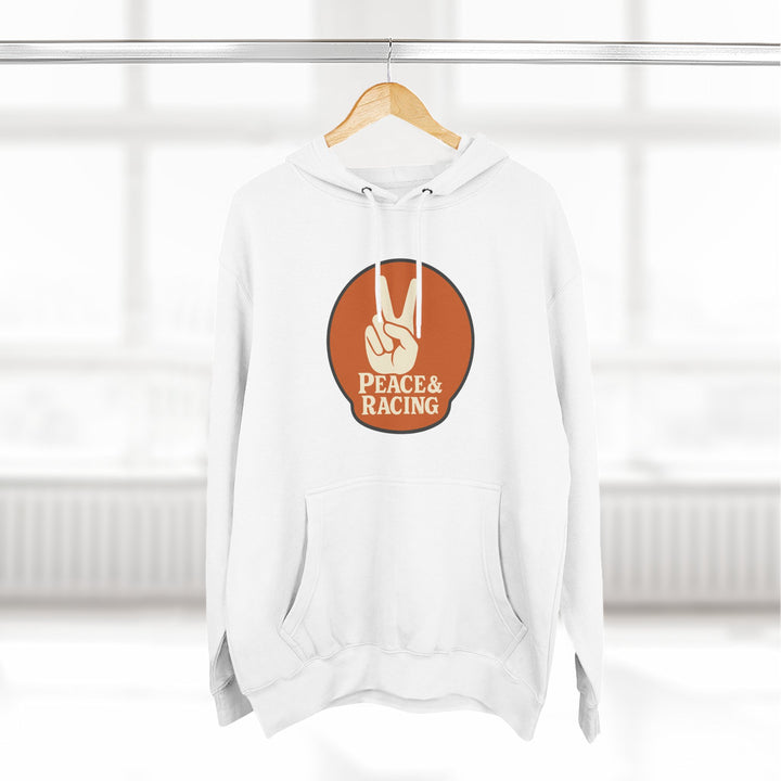 Revelry1 Peace & Racing Soft Three-Panel Fleece Hoodie - Orange Logo [Unisex]