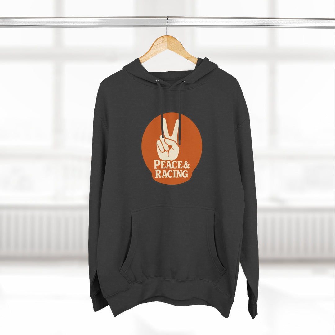 Revelry1 Peace & Racing Soft Three-Panel Fleece Hoodie - Orange Logo [Unisex]