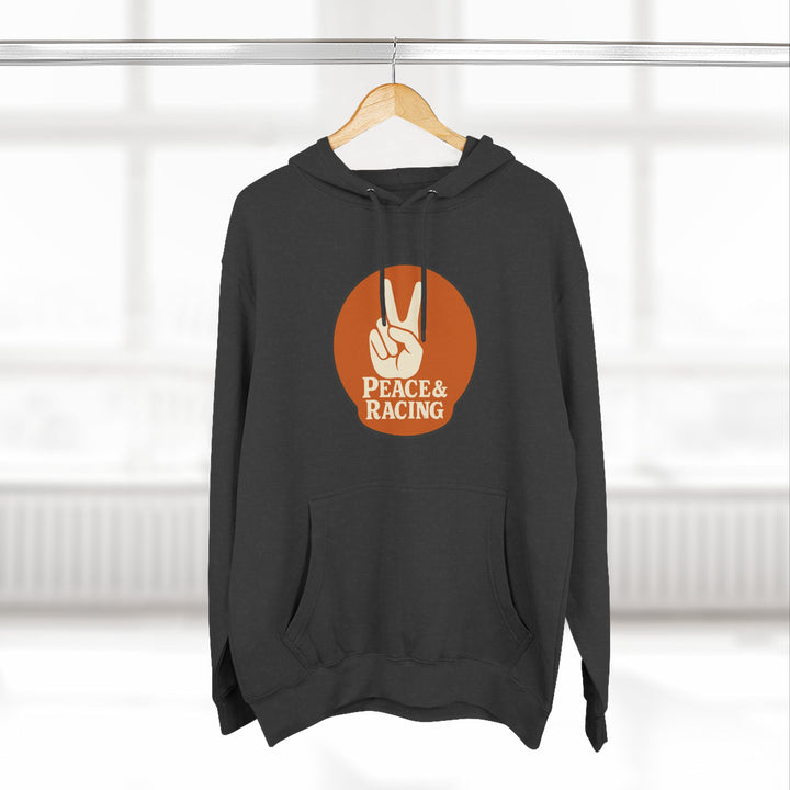 Revelry1 Peace & Racing Soft Three-Panel Fleece Hoodie - Orange Logo [Unisex]