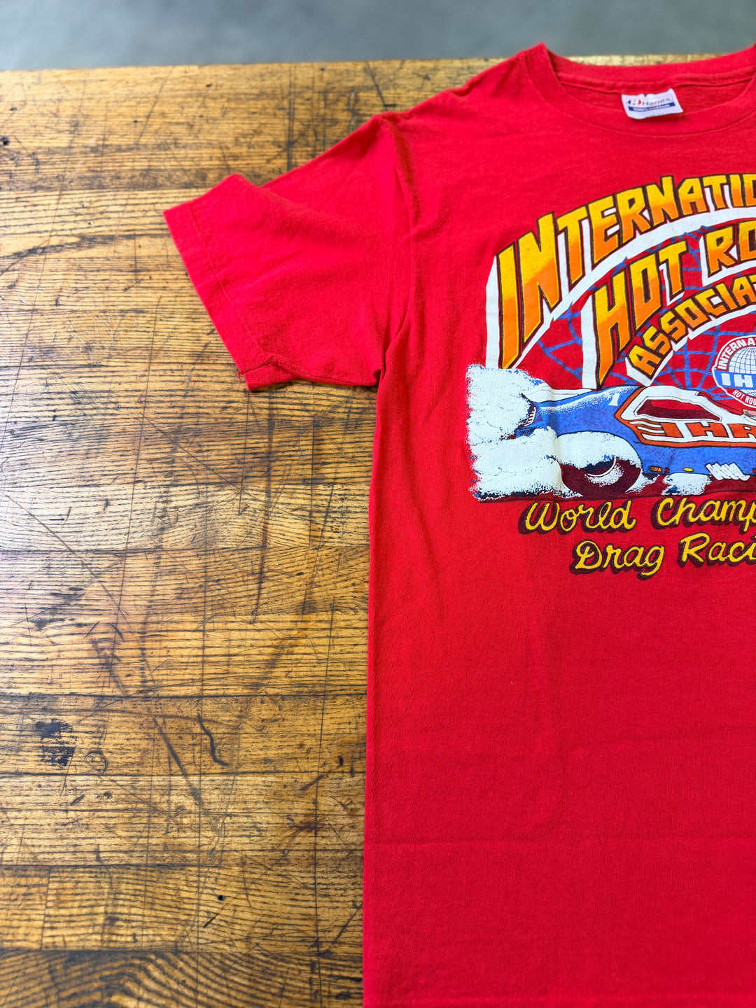 Vintage 80s IHRA Drag Racing Tee Small Fit Red World Championship Shirt