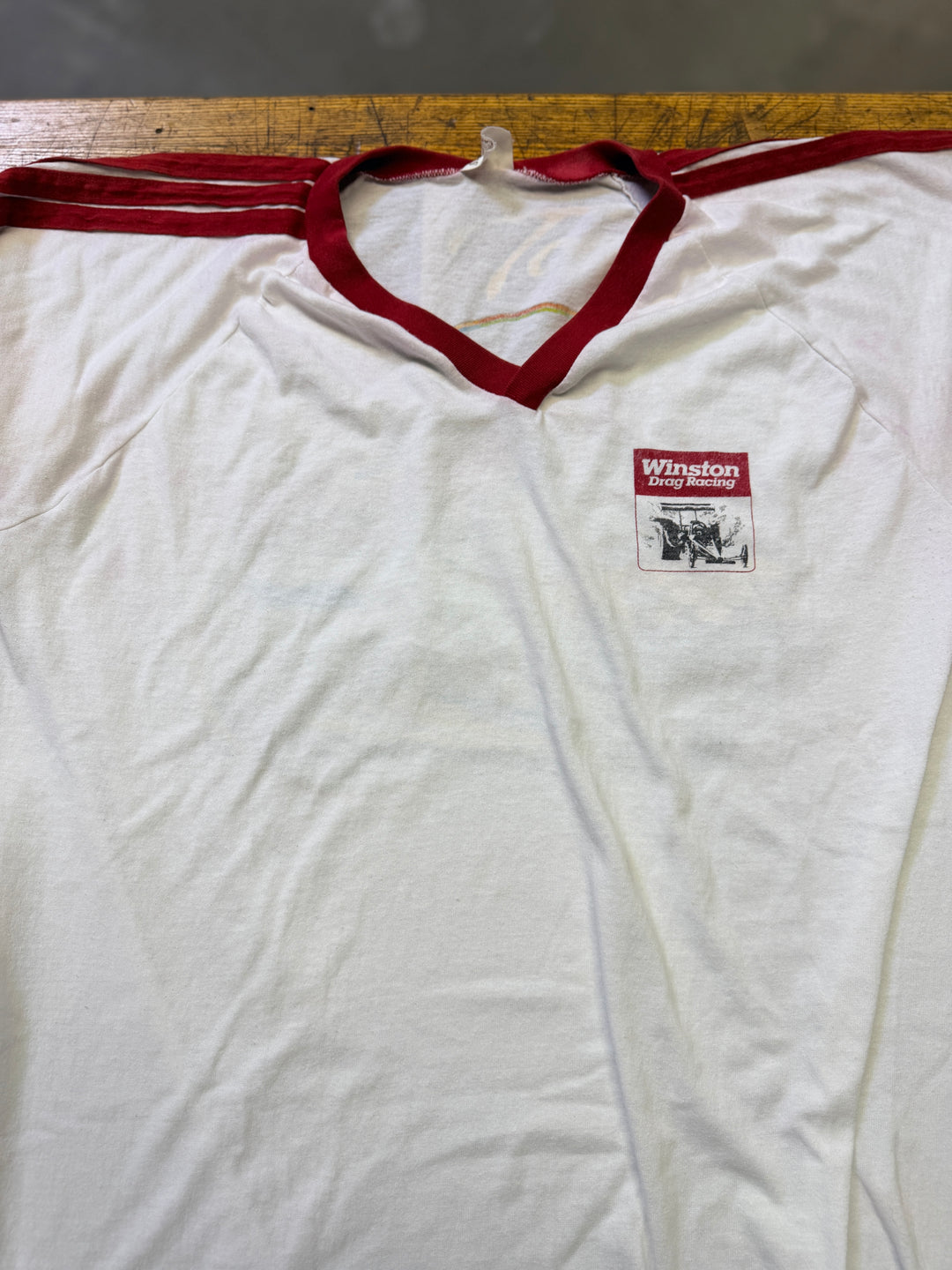 Vintage 80s Winston Drag Racing V-Neck Tee (Large) – NHRA Winston Series Shirt w/ Back Graphic | Quarter Mile Memories