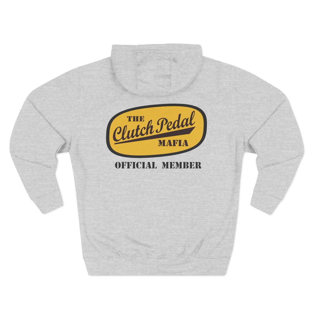 Revelry1 Clutch Pedal Mafia Vintage Three-Panel Fleece Hoodie [Unisex] – Manual Transmission Car Enthusiast Apparel