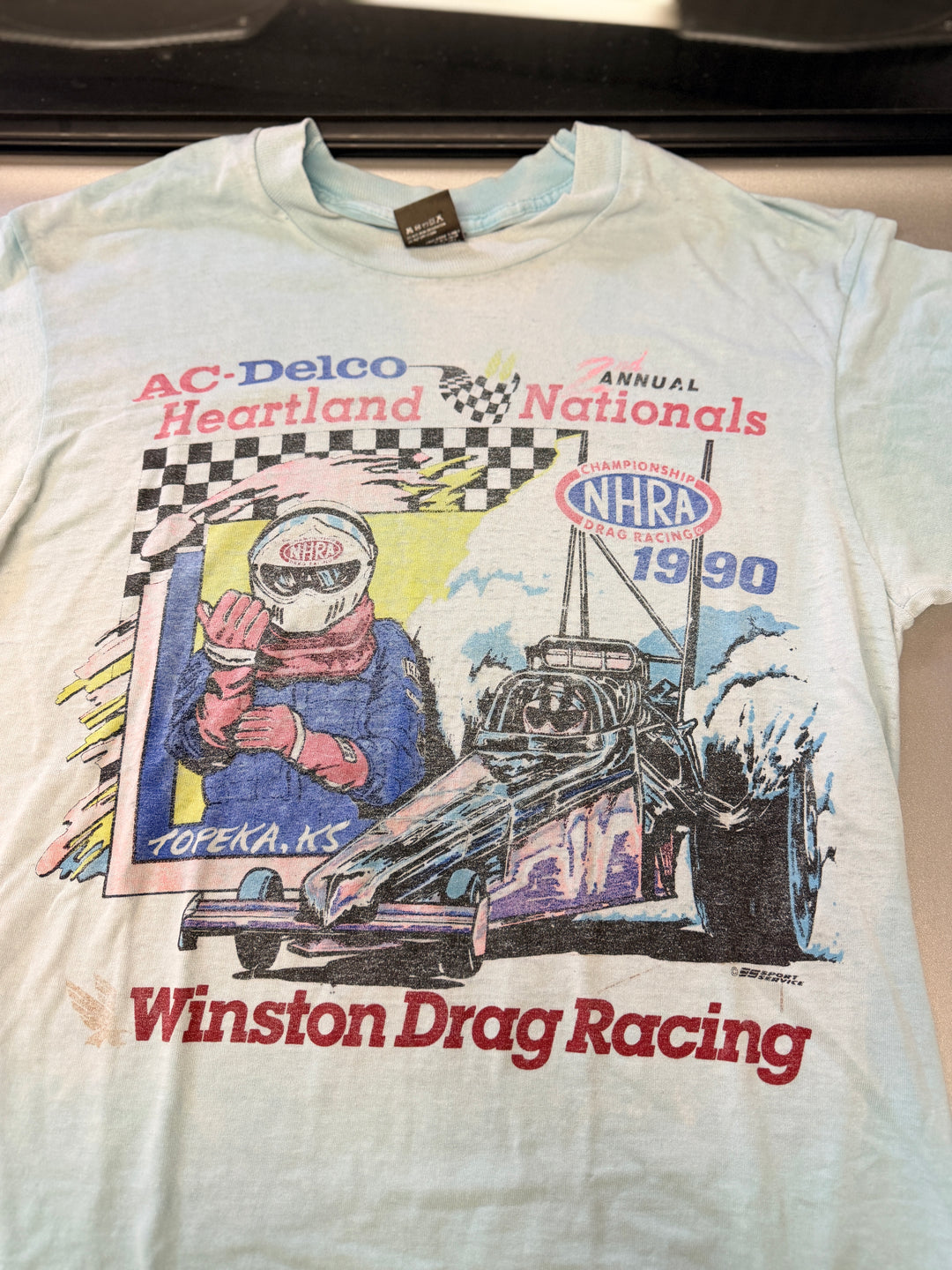 Vintage 1990 NHRA AC Delco Heartland Nationals Tee (Large) – Top Fuel Drag Racing Shirt | Kansas HPT