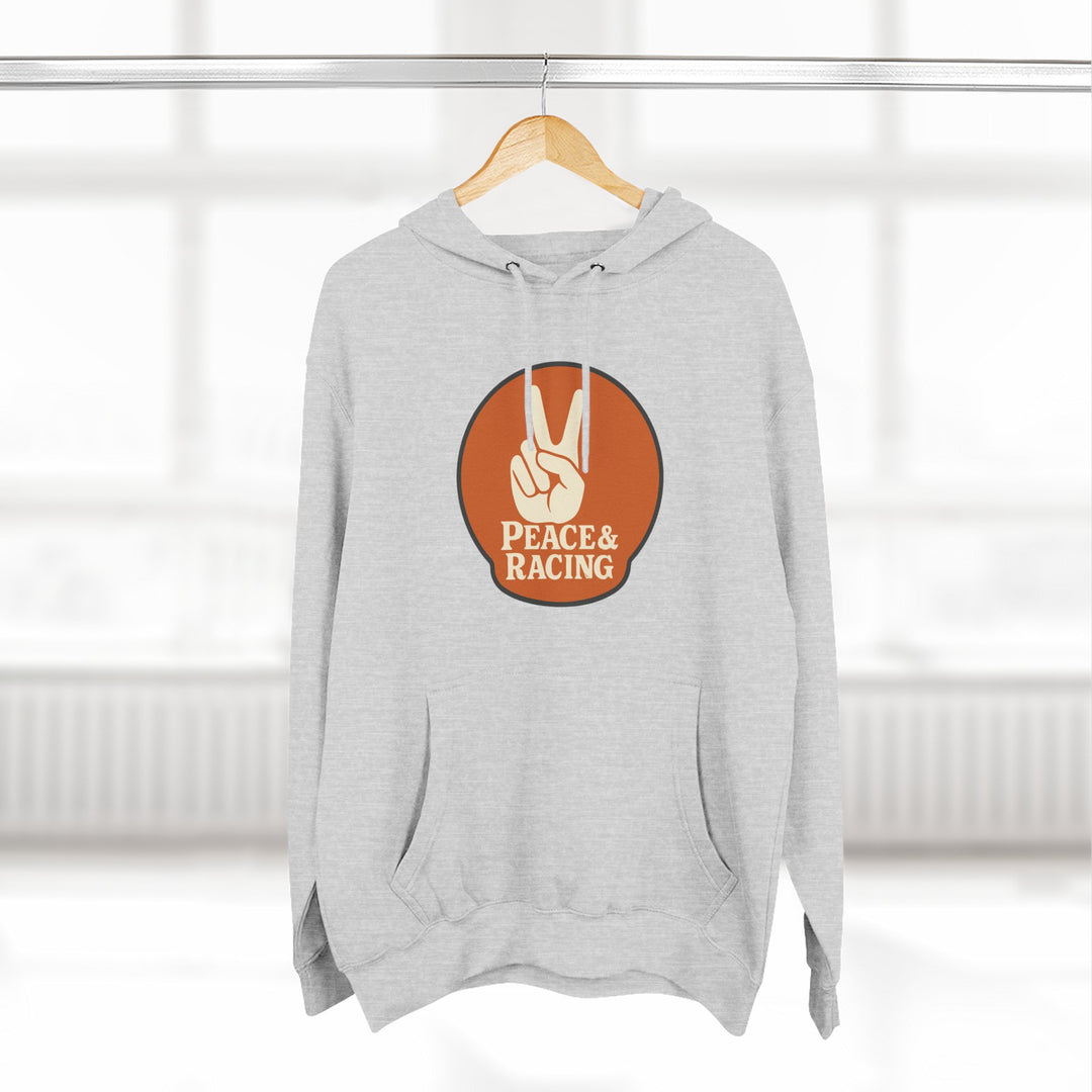 Revelry1 Peace & Racing Soft Three-Panel Fleece Hoodie - Orange Logo [Unisex]