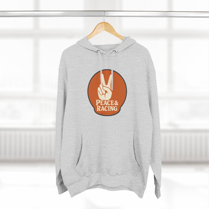 Revelry1 Peace & Racing Soft Three-Panel Fleece Hoodie - Orange Logo [Unisex]