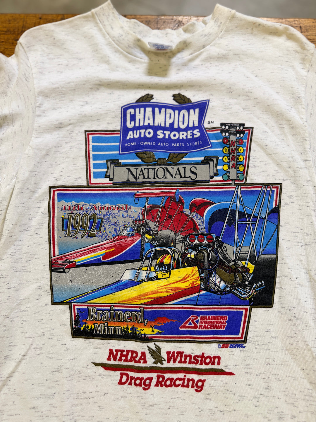 Vintage 1992 NHRA Champion Auto Stores Nationals Tee (Large)
