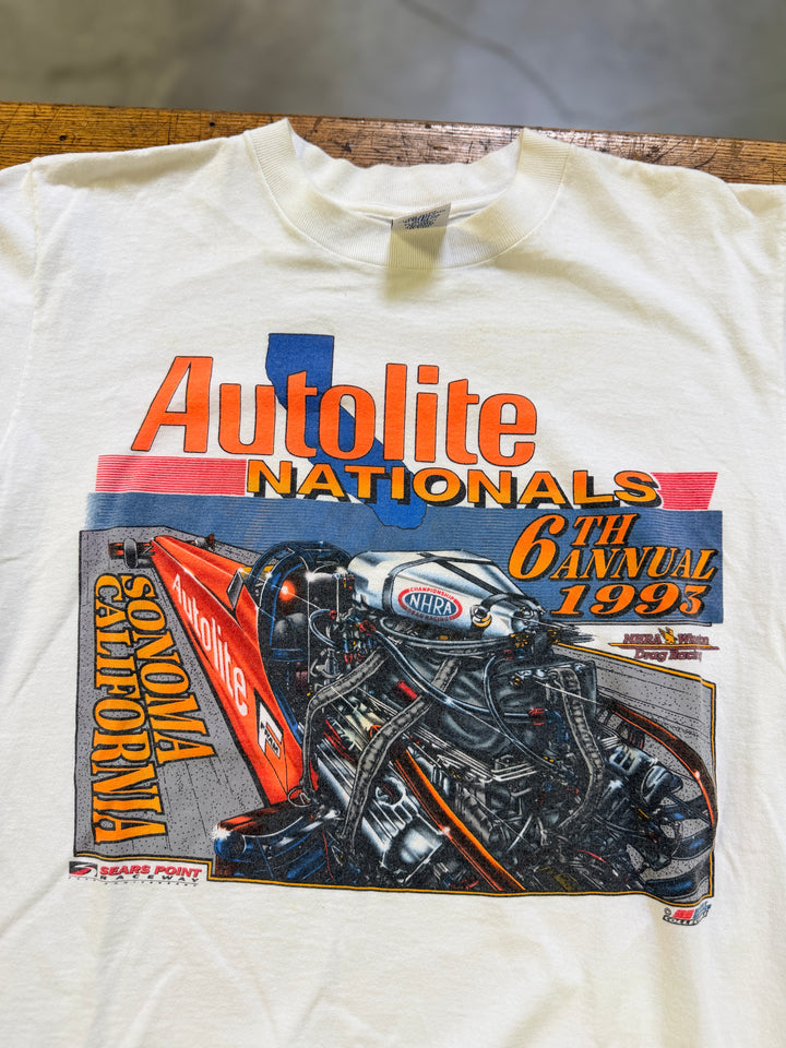 Vintage 1993 NHRA Autolite Nationals Sonoma Tee (L) Single Stitch Drag Racing Shirt