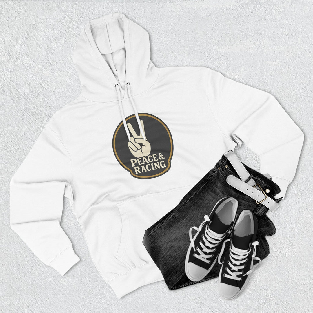 Revelry1 Peace & Racing Soft Three-Panel Fleece Hoodie - Black Logo [Unisex]
