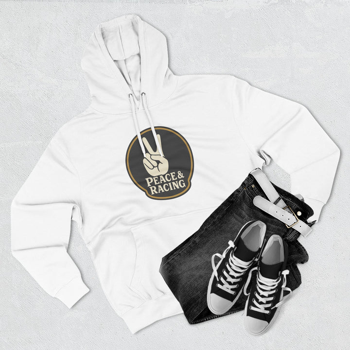 Revelry1 Peace & Racing Soft Three-Panel Fleece Hoodie - Black Logo [Unisex]
