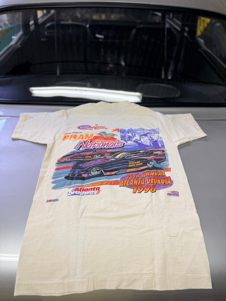 Vintage 1995 NHRA Mopar & Fram Nationals Tee (Single Stitch, Size M) – Rare Double Event Drag Racing Shirt