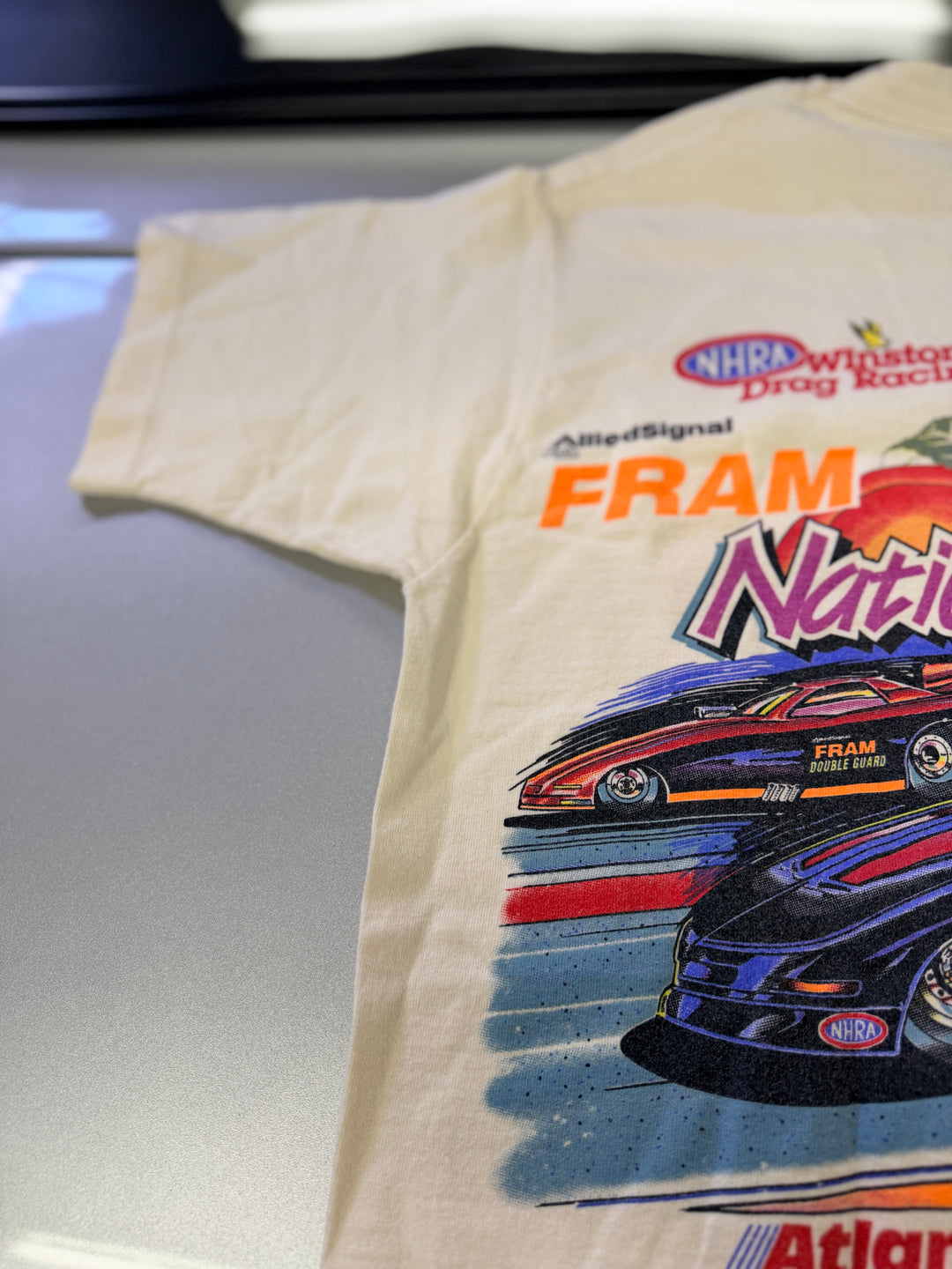 Vintage 1995 NHRA Mopar & Fram Nationals Tee (Single Stitch, Size M) – Rare Double Event Drag Racing Shirt