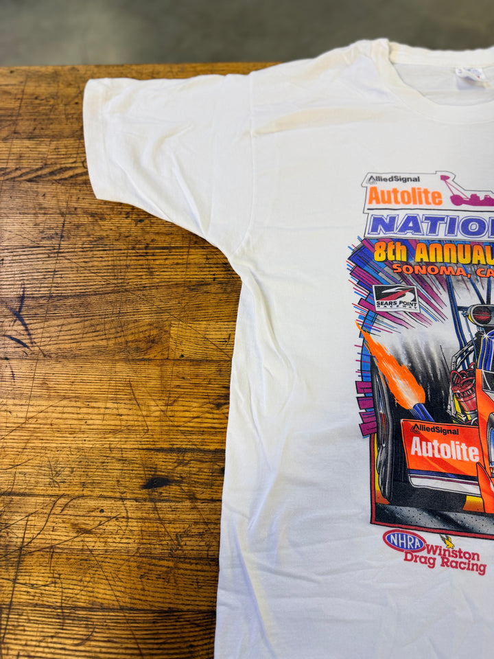 Vintage 1995 NHRA Sonoma Nationals Autolite Drag Racing T-Shirt XL Sears Point Raceway Tee
