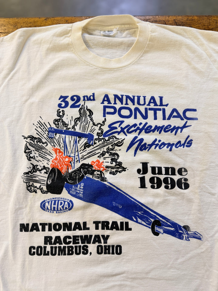Vintage 1996 NHRA Pontiac Excitement Nationals T-Shirt (XL) – Double-Sided Columbus Ohio Event Tee
