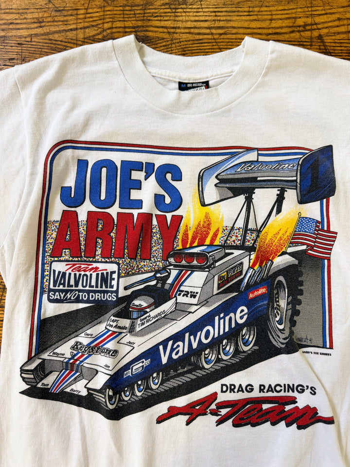 Vintage 1991 Joe Amato “Joe’s Army” Valvoline Top Fuel Tee – NHRA Drag Racing Shirt Medium