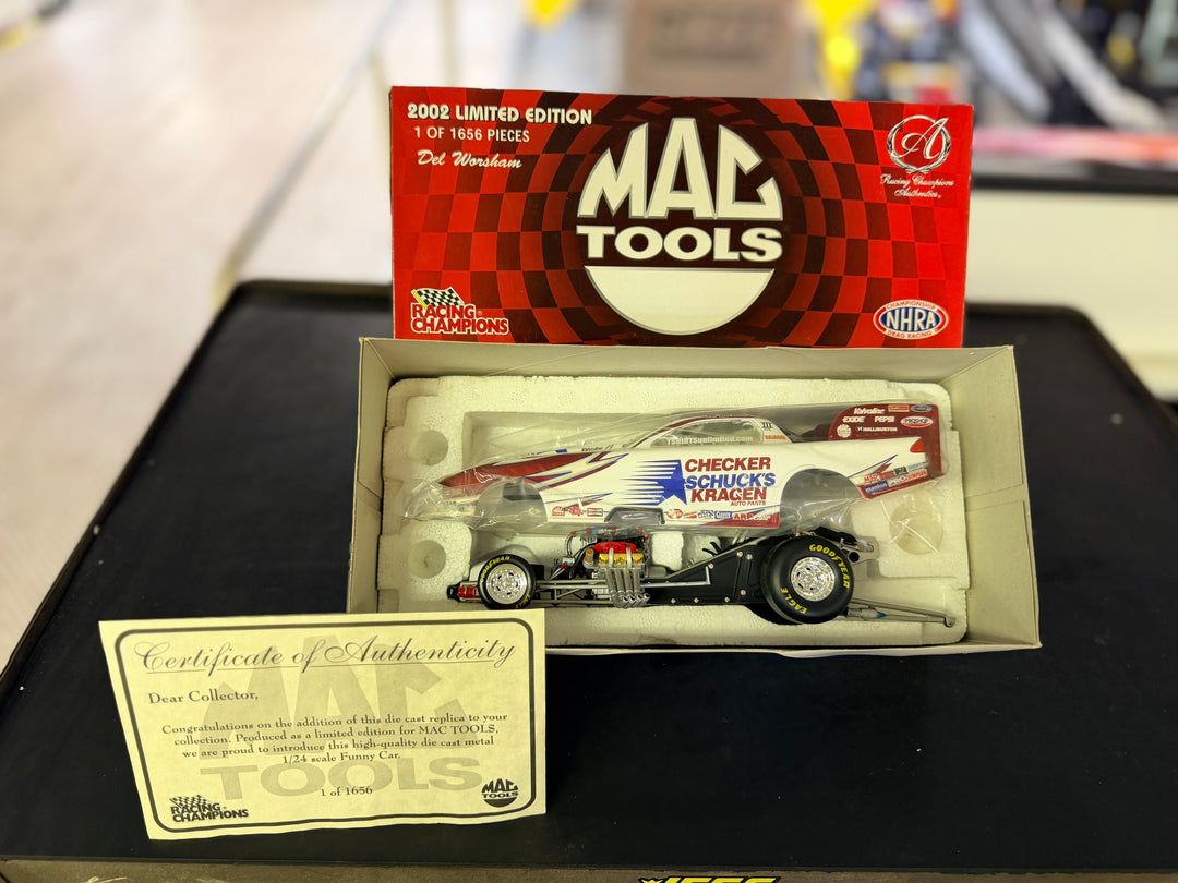 2002 Del Worsham Checker Schuck's Kragen Funny Car – Mac Tools Exclusive – 1:24 Scale Diecast – 1 of 1,656