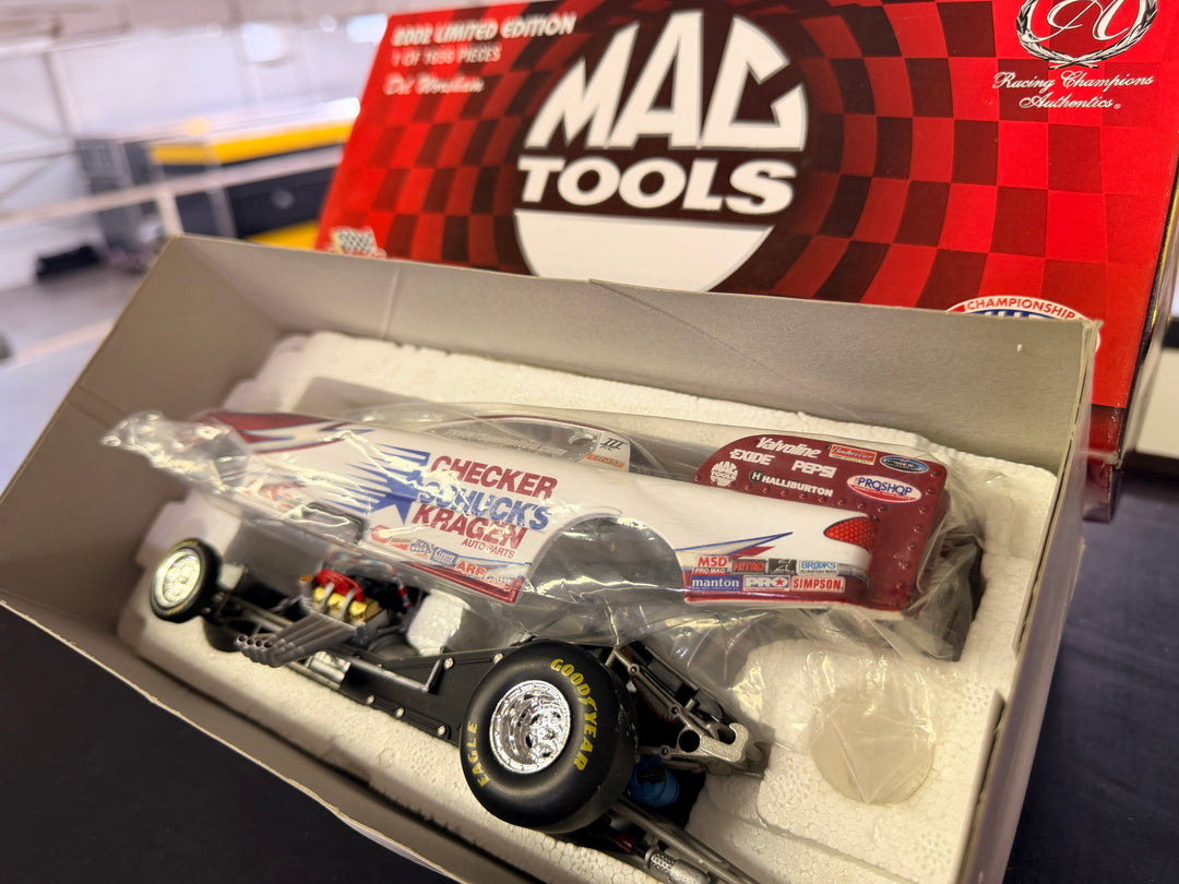 2002 Del Worsham Checker Schuck's Kragen Funny Car – Mac Tools Exclusive – 1:24 Scale Diecast – 1 of 1,656