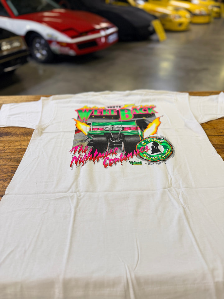 Vintage 1994 John Force “The Nightmare Continues” Funny Car Tee – Deadstock NHRA Shirt Large