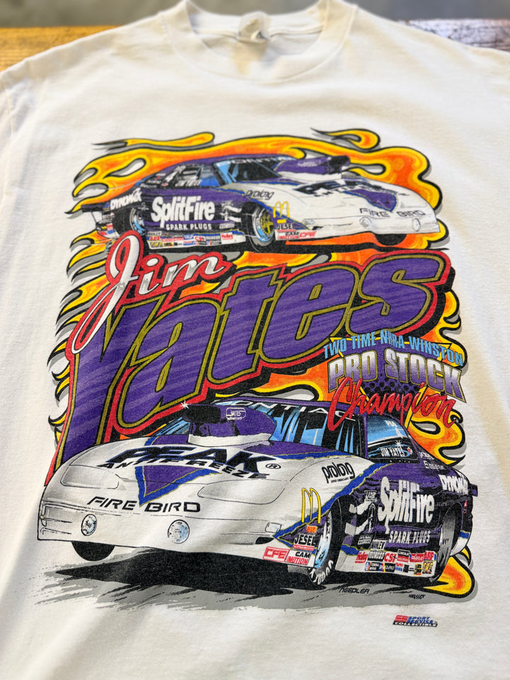 Vintage Late 90s Jim Yates SplitFire Pro Stock Champion NHRA Racing Tee – Size Large