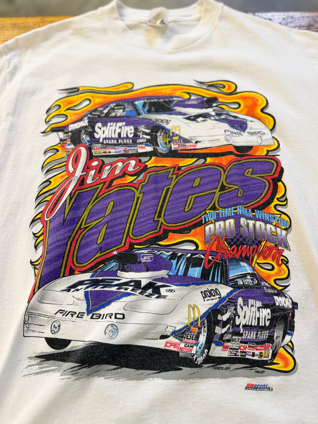Vintage Late 90s Jim Yates SplitFire Pro Stock Champion NHRA Racing Tee – Size Large