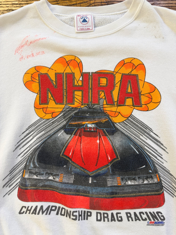 Vintage Late 1980s NHRA Championship Drag Racing Sweatshirt – Size Large | Rare NHRA Crewneck