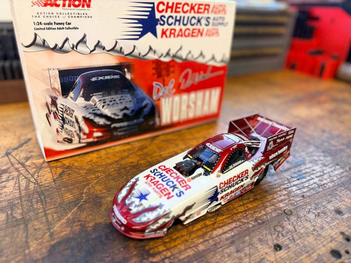 2001 Del Worsham Checker Schuck's Kragen Firebird Funny Car 1:24 Diecast Action Collectibles – 1 of 3,504