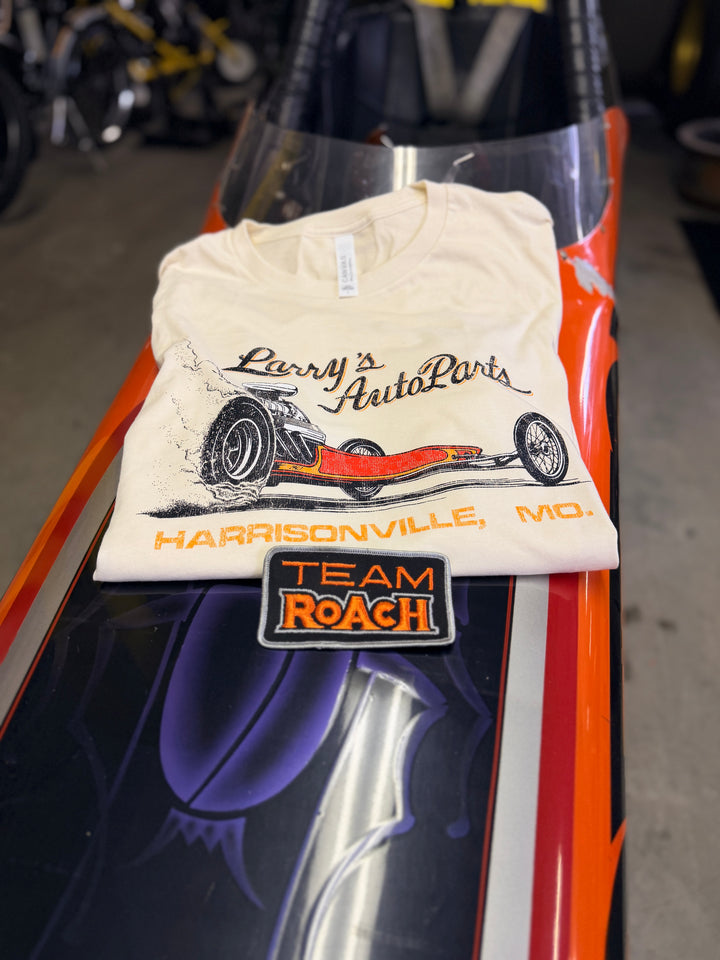 Vintage Larry's Auto Parts Front Engine Dragster T-Shirt | Official RoAcH Archives | Revelry1