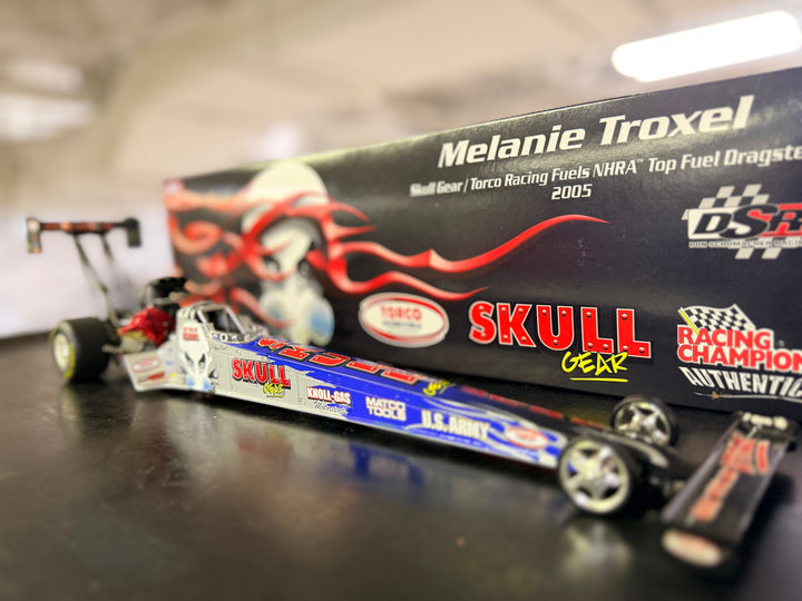 2005 Melanie Troxel Skull Gear Torco Top Fuel Dragster – 1:24 Racing Champions Authentics Diecast – 1 of 1,002