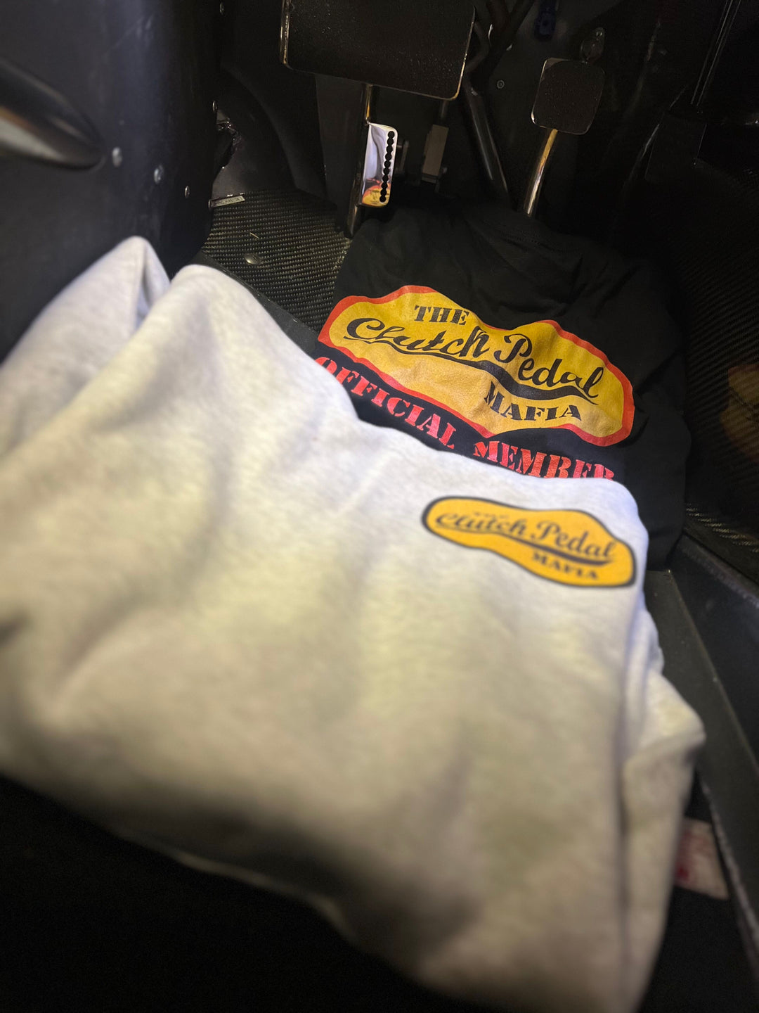 Revelry1 Clutch Pedal Mafia Vintage Three-Panel Fleece Hoodie [Unisex] – Manual Transmission Car Enthusiast Apparel