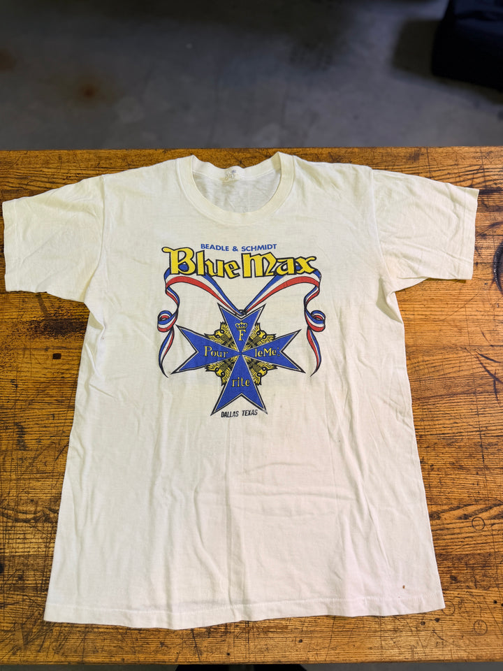 Vintage 1970s Blue Max Racing Tee (Medium) – Beadle & Schmidt NHRA Funny Car Shirt | Dallas Texas Drag Racing