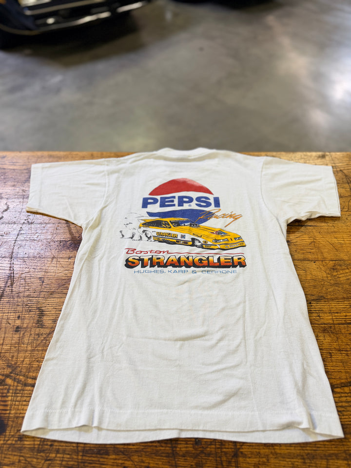 Vintage 1980s Boston Strangler Pepsi Racing Funny Car Tee (Size S/M) – Rare NHRA Alcohol Funny Car Shirt