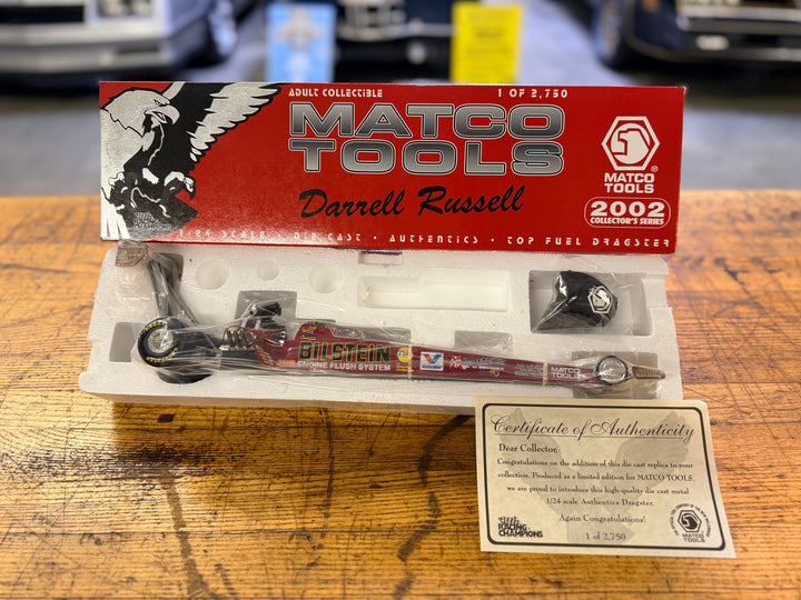 Darrell Russell 2002 Bilstein Top Fuel Dragster 1:24 Diecast – Matco Tools Racing Champions w/ COA