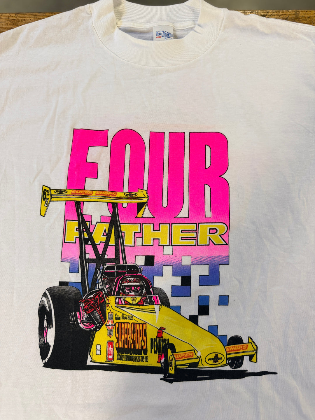 Vintage 1991 Eddie Hill Top Fuel Tour T-Shirt XL Double Sided NHRA Drag Racing Tee